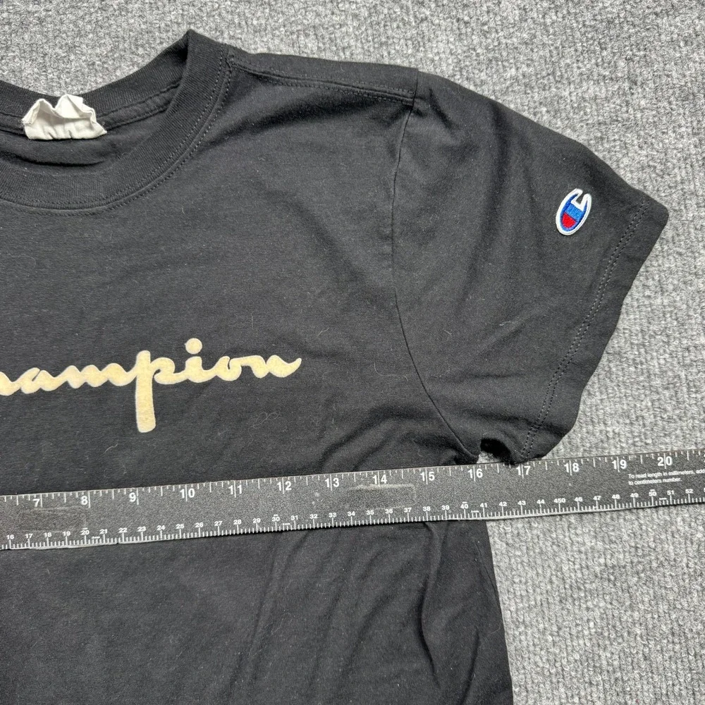 Champion T Shirt Mens S Black Script Logo Short Sleeve Graphic Tee‎ - Picture 5 of 7